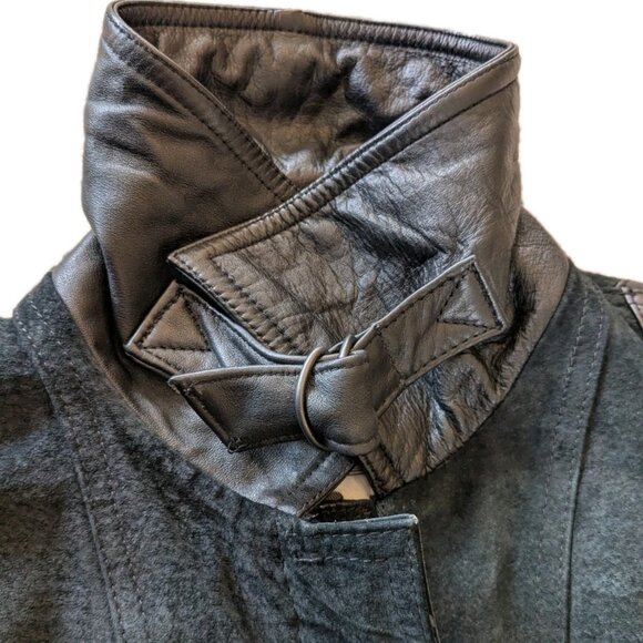 Vintage Winlit Paris Leather Suede Jacket Womens Sm - Made in Korea - Black 90s - Picture 10 of 16